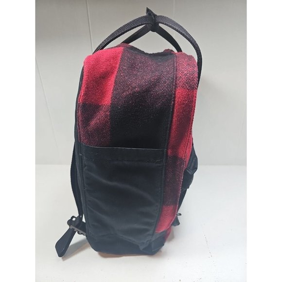 Fjallraven Kanken 23330 Re-Wool Plaid Backpack Red Black Adjustable Straps - Picture 2 of 6